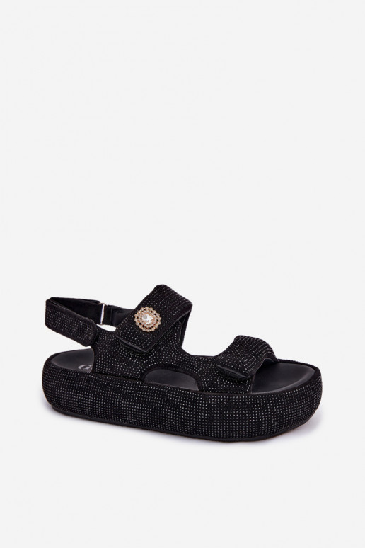 Gedecoreerde dames platformsandalen GOE TT2N4102 zwart