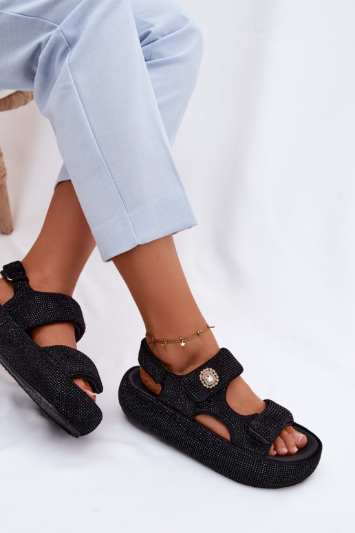 Gedecoreerde dames platformsandalen GOE TT2N4102 zwart
