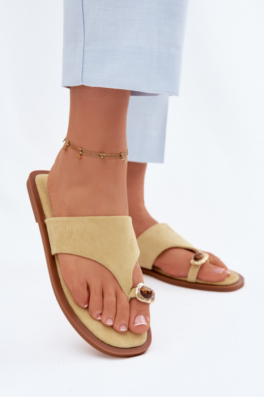 gelijk aan Slippers Slippers Dames Met sierlijk Detalem geel Fedira