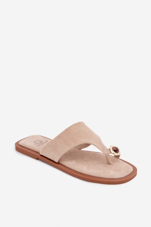 Dames slippers met decoratieve details zandkleurig Fedira