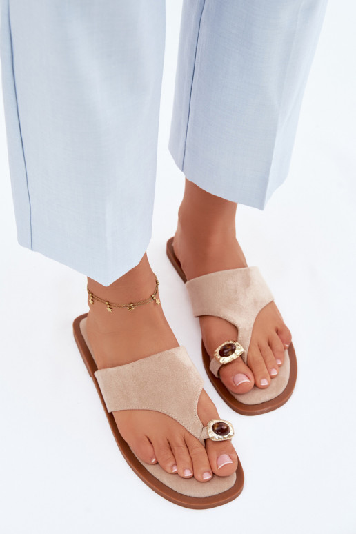 Dames slippers met decoratieve details zandkleurig Fedira