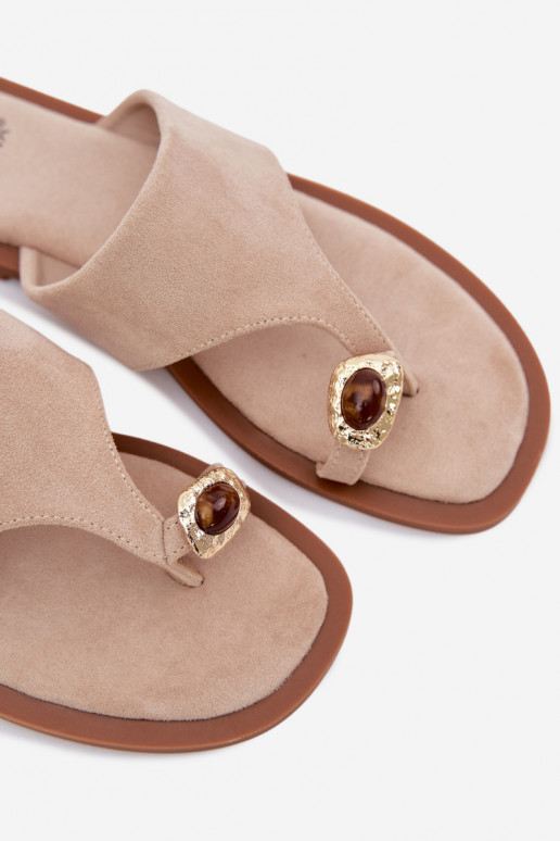 Dames slippers met decoratieve details zandkleurig Fedira