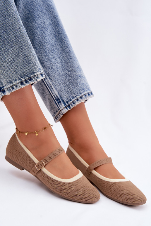 Ballet flats van gaas bruin Zelisa