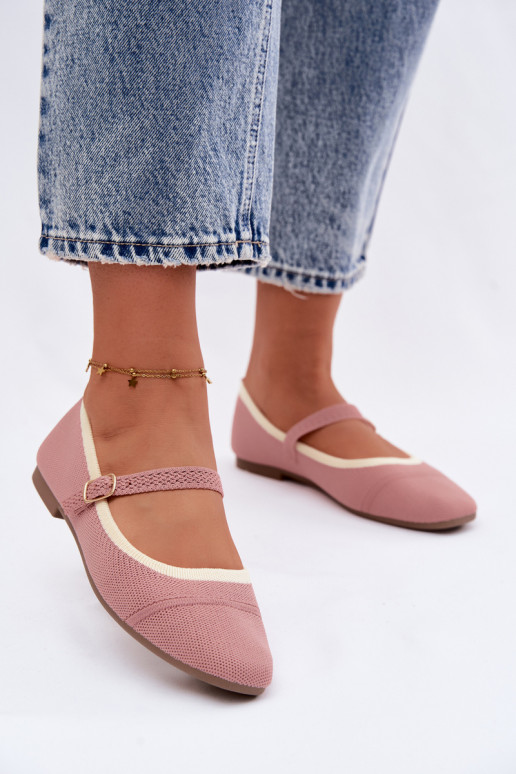 Ballet flats van gaas roze Zelisa