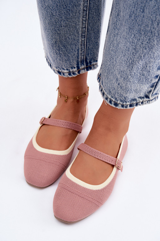 Ballet flats van gaas roze Zelisa