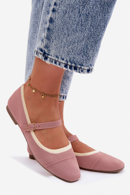 Ballet flats van gaas roze Zelisa