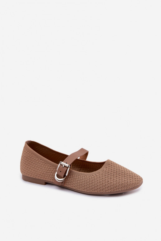 Stoffen ballerina's met riemen en gespen kaki Jelisa