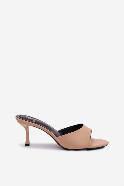 Dames slippers met dunne hakken zandkleurig Selmira