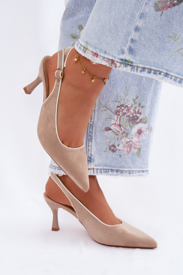 Dames sandalen met dunne hakken in zandkleur Relmira 2