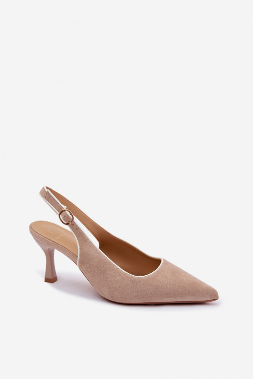Dames sandalen met dunne hakken in zandkleur Relmira