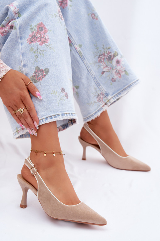 Dames sandalen met dunne hakkenLamóInką beige Relmira