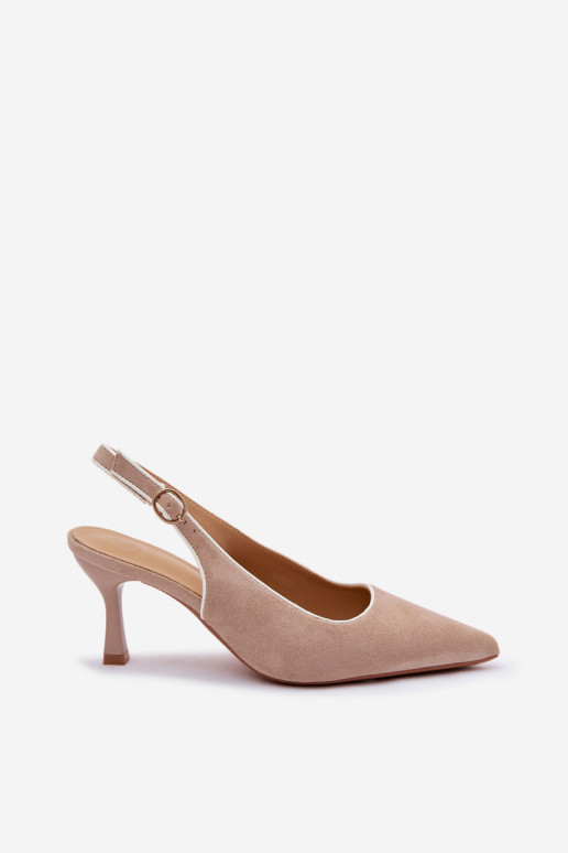 Dames sandalen met dunne hakken in zandkleur Relmira