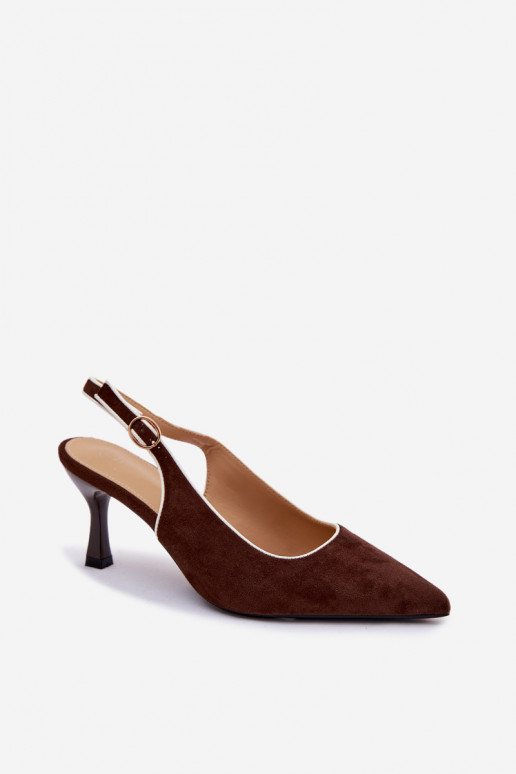 Dames sandalen met dunne hakken in chocoladekleur Relmira