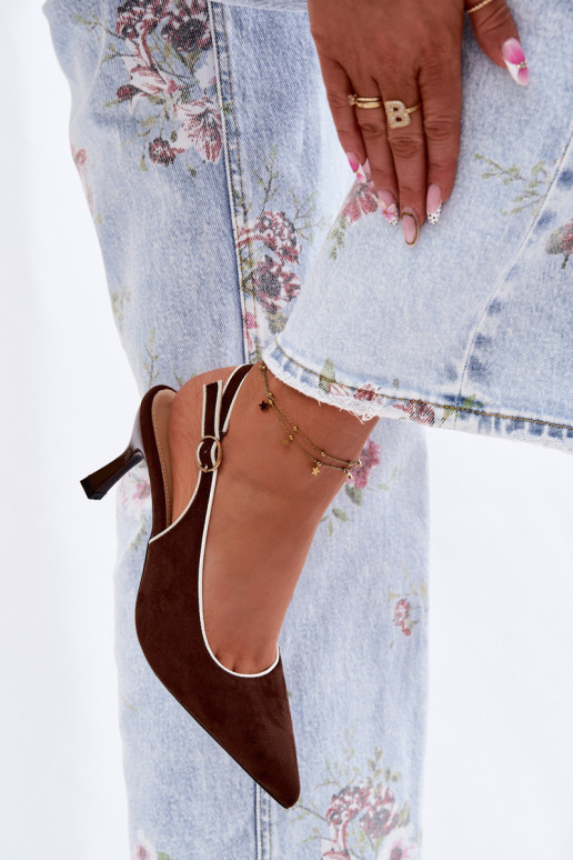 Dames sandalen met dunne hakken in chocoladekleur Relmira