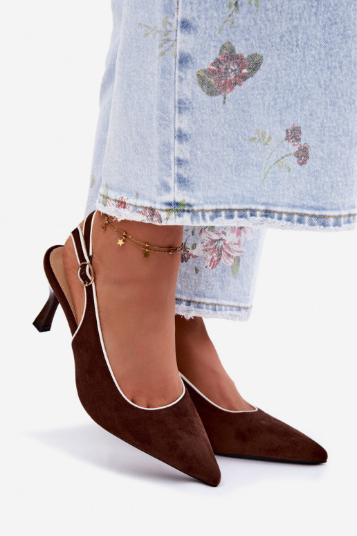 Dames sandalen met dunne hakken in chocoladekleur Relmira