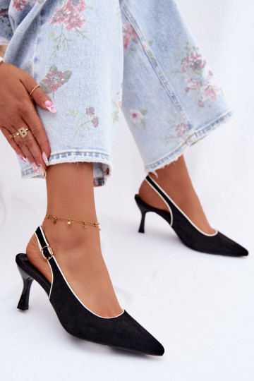 Dames sandalen met dunne hakken in zwarte kleur Relmira
