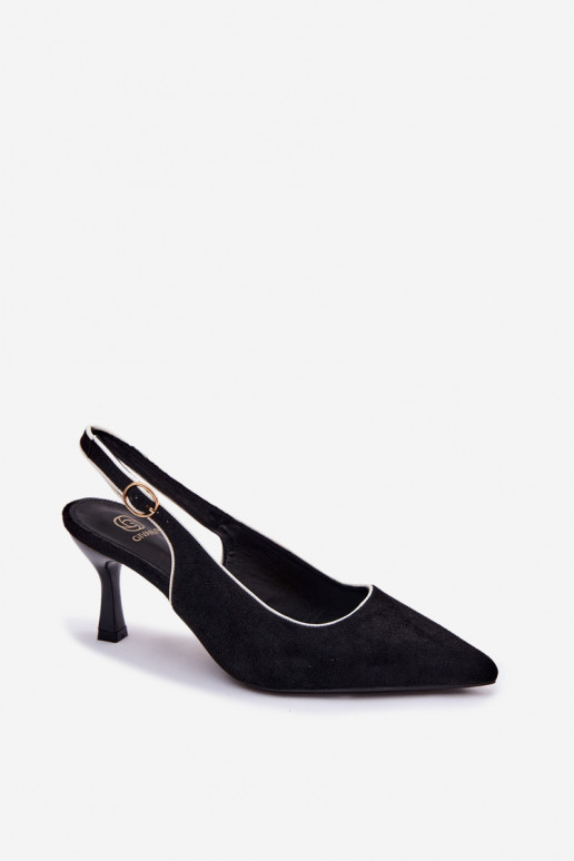 Dames sandalen met dunne hakken in zwarte kleur Relmira