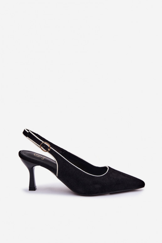 Dames sandalen met dunne hakken in zwarte kleur Relmira