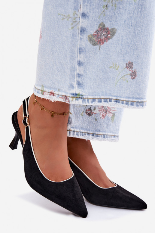 Dames sandalen met dunne hakken in zwarte kleur Relmira