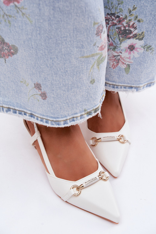 Dames sandalen met puntige hakken in witte kleur Felessa