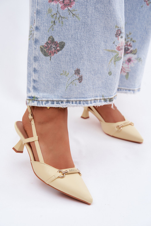 Dames sandalen met puntige hakken in gele kleur Felessa