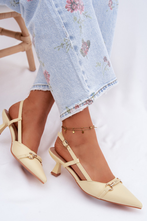 Dames sandalen met puntige hakken in gele kleur Felessa