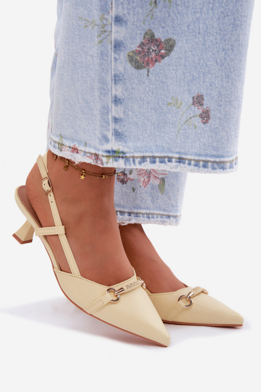 Dames sandalen met puntige hakken in gele kleur Felessa