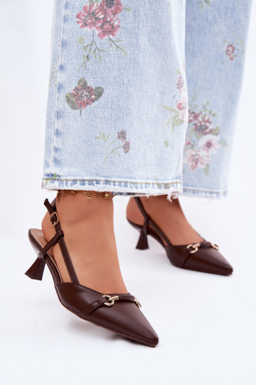 Dames sandalen met puntige hakken in bruine kleur Felessa 2