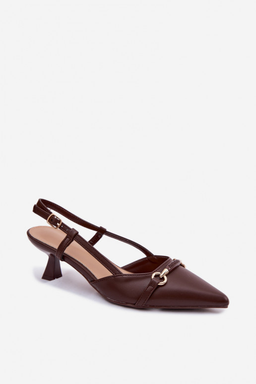 Dames sandalen met puntige hakken in bruine kleur Felessa