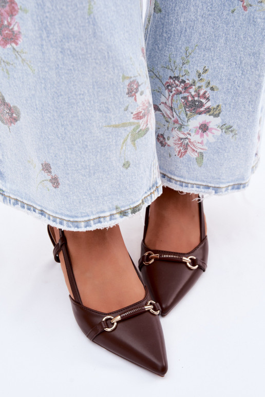 Dames sandalen met hakken Ze Szpiczastymi Noskami bruine kleur Felessa