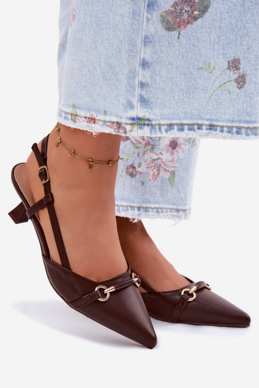 Dames sandalen met hakken Ze Szpiczastymi Noskami bruine kleur Felessa