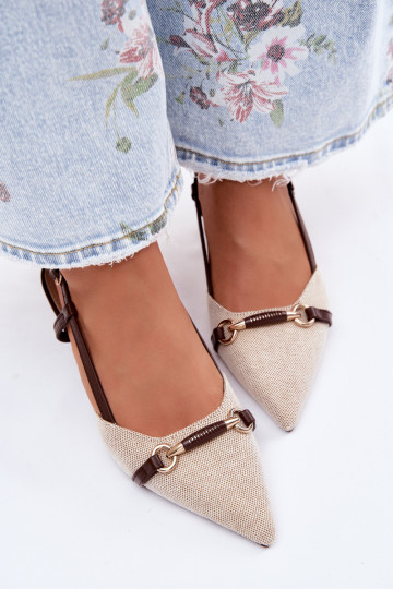 Dames sandalen met puntige hakken in bruin-zandkleur Felessa