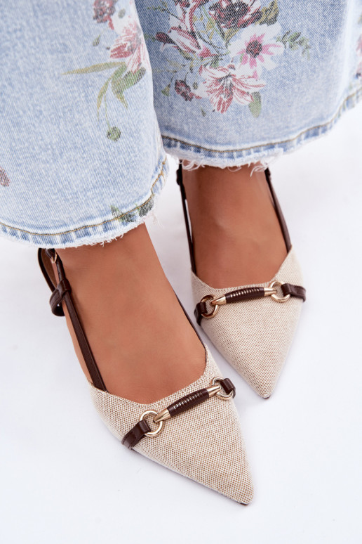 Dames sandalen met hakken Ze Szpiczastymi Noskami bruin-beige Felessa