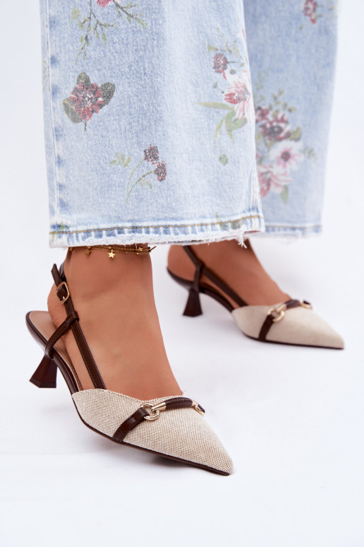 Dames sandalen met puntige hakken in bruin-zandkleur Felessa