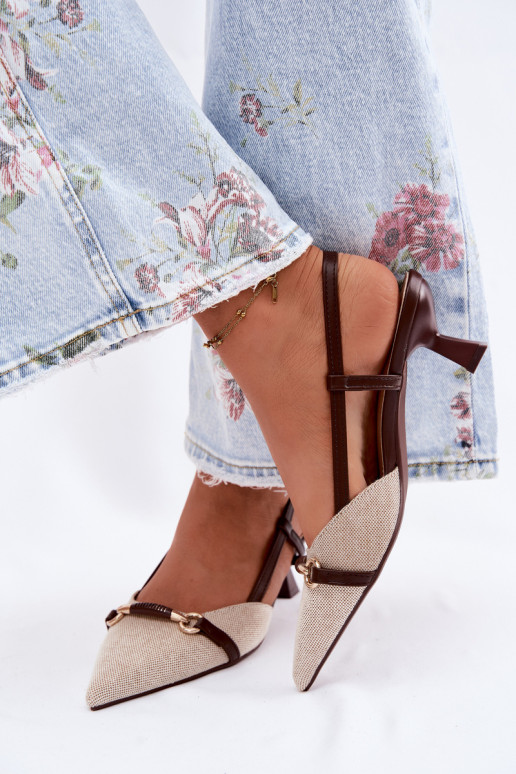 Dames sandalen met hakken Ze Szpiczastymi Noskami bruin-beige Felessa