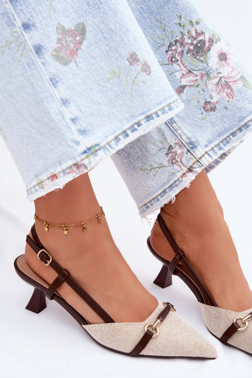 Dames sandalen met puntige hakken in bruin-zandkleur Felessa