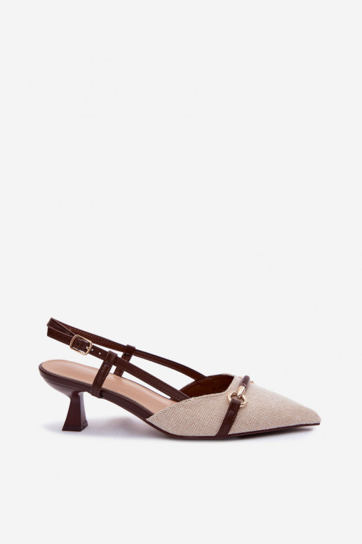 Dames sandalen met puntige hakken in bruin-zandkleur Felessa