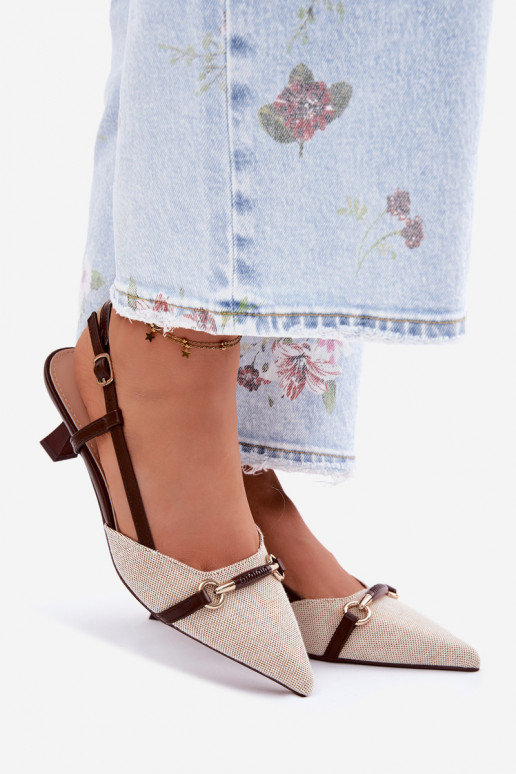 Dames sandalen met puntige hakken in bruin-zandkleur Felessa