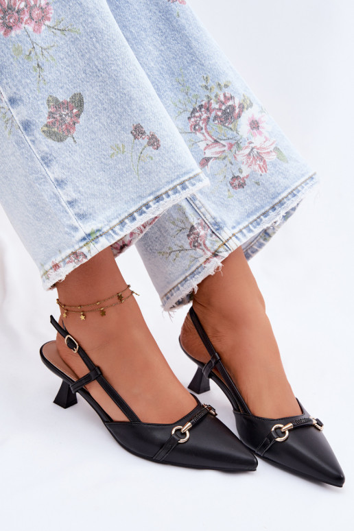 Dames sandalen met puntige hakken in zwarte kleur Felessa