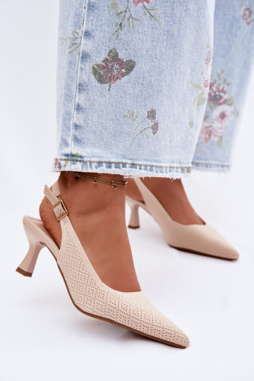 Hoge hakken sandalen in zandkleur Delessa 2
