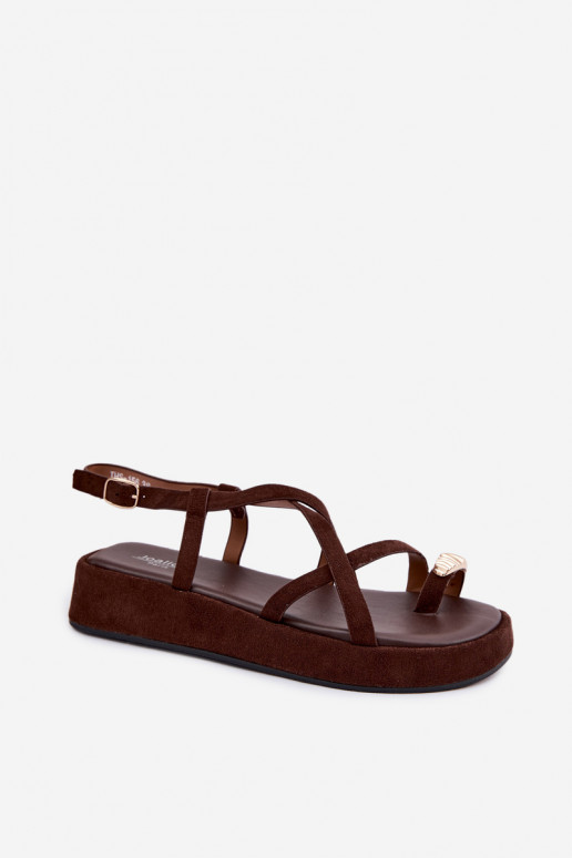 sandalen met platform Ze gouden kleurm Detalem CzekoladoIne Olmira