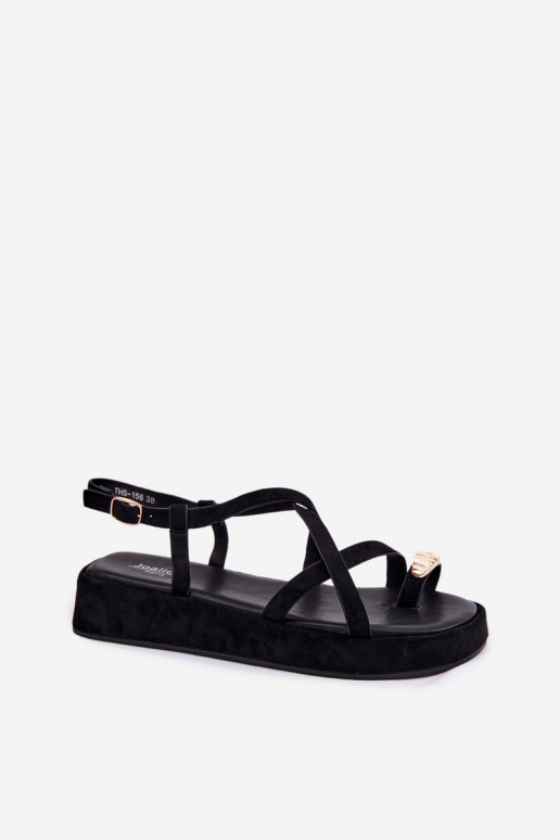 Sandalen met platform en gouden details in zwarte kleur Olmira