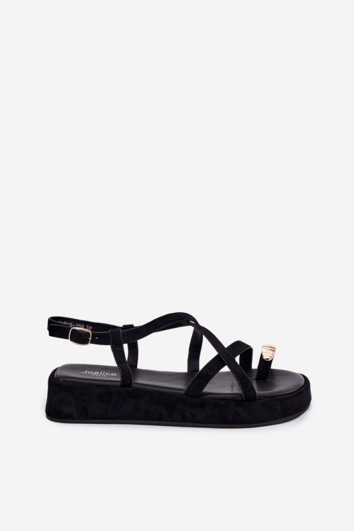 Sandalen met platform en gouden details in zwarte kleur Olmira