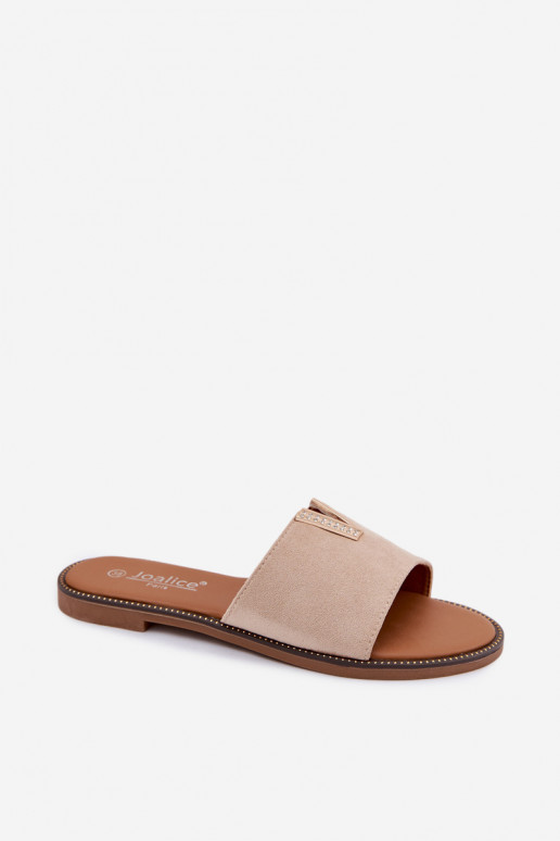 Dames pantoffels met decoratieve details in zandkleur Nelmira