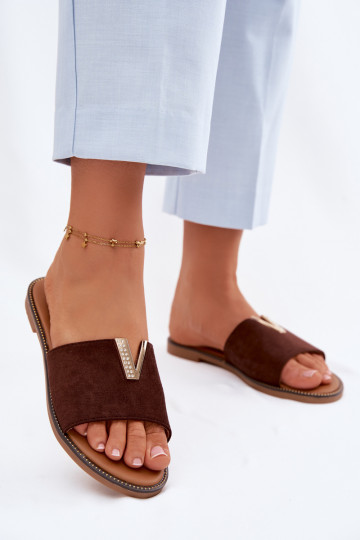 Slippers Dames plat Met sierlijk Detalem V CzekoladoIne Nelmira 2
