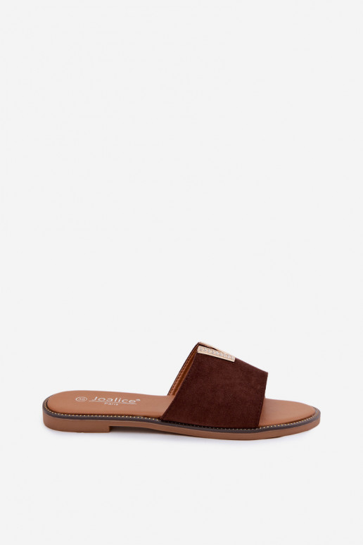 Slippers Dames plat Met sierlijk Detalem V CzekoladoIne Nelmira