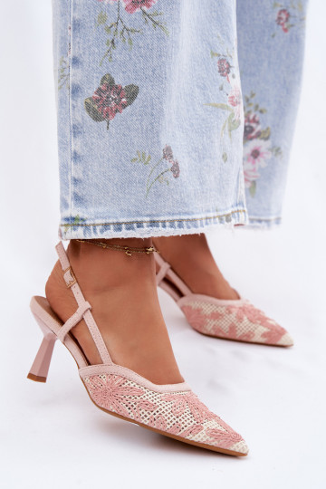 Hoge hakken sandalen ar bloemen in roze kleur Kelmira 2