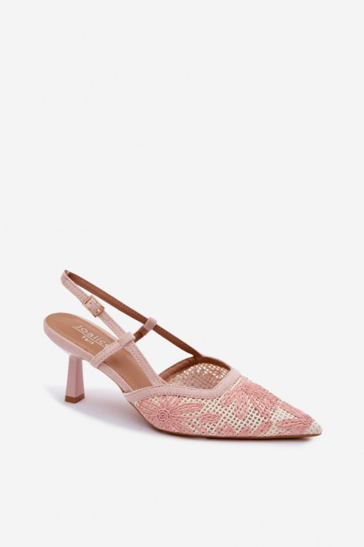 Hoge hakken sandalen ar bloemen in roze kleur Kelmira