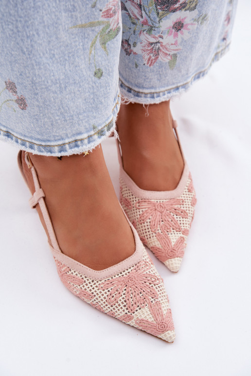 Hoge hakken sandalen ar bloemen in roze kleur Kelmira