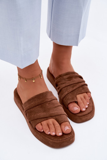 Bruine dames slippers met ruches Gelmira